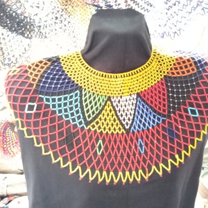 On SALE African Red Yellow Beaded Multicolored Necklace| Maasai Necklace | Stylish | Gift Her | Waterfall | Masai Mara