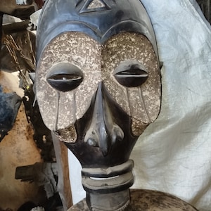 On Sale ERich Brown Chokwe Mask - Angola or Democratic Republic of Congo (Home Decor or Ritual Artifact) wall Hanging Ceremonial brown