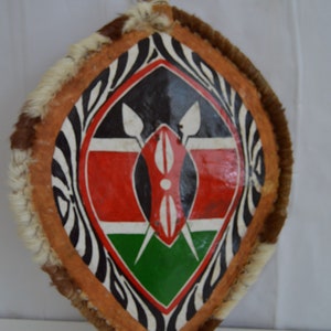 On sale African Traditional native Maasai Shield Handpainted Leather Handmade Africa Wall Decoration Ornamental kenya Flag Gift