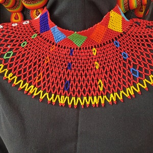 On SALE African Red Beaded Multicolored Necklace| Maasai Necklace | Stylish | Gift Her | Waterfall | Masai Mara