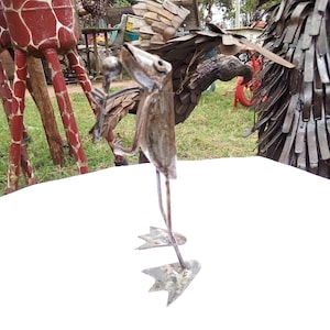 African Scrap Art Singing Toad Sculpture | Green Art | Ocean Art Metal Toad Table top Art Cabinet Art Lawn Art Re-Cycle Art