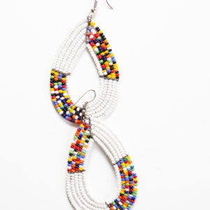 On SALE African Maasai Earrings | Beaded Earrings | White Earrings