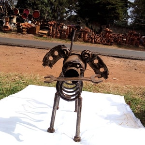 African Scrap Art dog | Green Art | good Doggy | Metal Doggo Lawn Art
