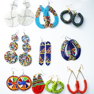 10 Pieces Beaded African Maasai | Women Earrings | Maasai mara | Dangle