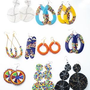 10 Pieces Beaded African Maasai | Women Earrings | Maasai mara | Dangle