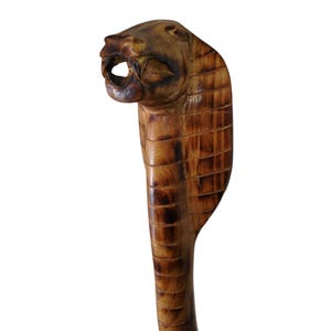 On Sale Serpentine Support: Handcrafted Wooden Cobra Sceptre - Elegant African Art Piece Status Stick | Pointing Stick | Maasai Stick