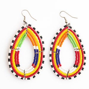 On SALE African Maasai Earrings | Beaded Earrings | Yellow/Red/GreenEarrings | Maasai Colors