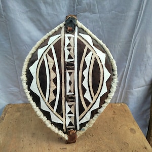 On sale Stunning Black & White Maasai Mosaic Shield: Hand-Woven in Africa Tribal Handcrafted African Maasai Warrior Design gift GD20