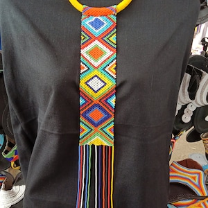 On SALE African Yellow Zulu Multicolored Necklace| Zulu Necklace | Stylish | Gift Her | Masai Mara