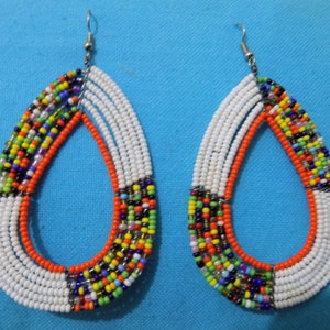 ON SALE White Beaded African Maasai | Women Earrings | Maasai mara