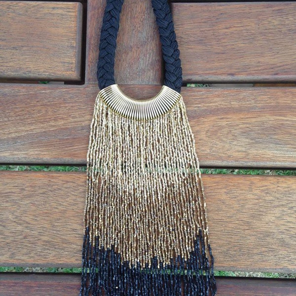 On SALE African Black Brown Beaded Multicolored Necklace| Maasai Necklace | Stylish | Gift Her | Waterfall | Masai Mara