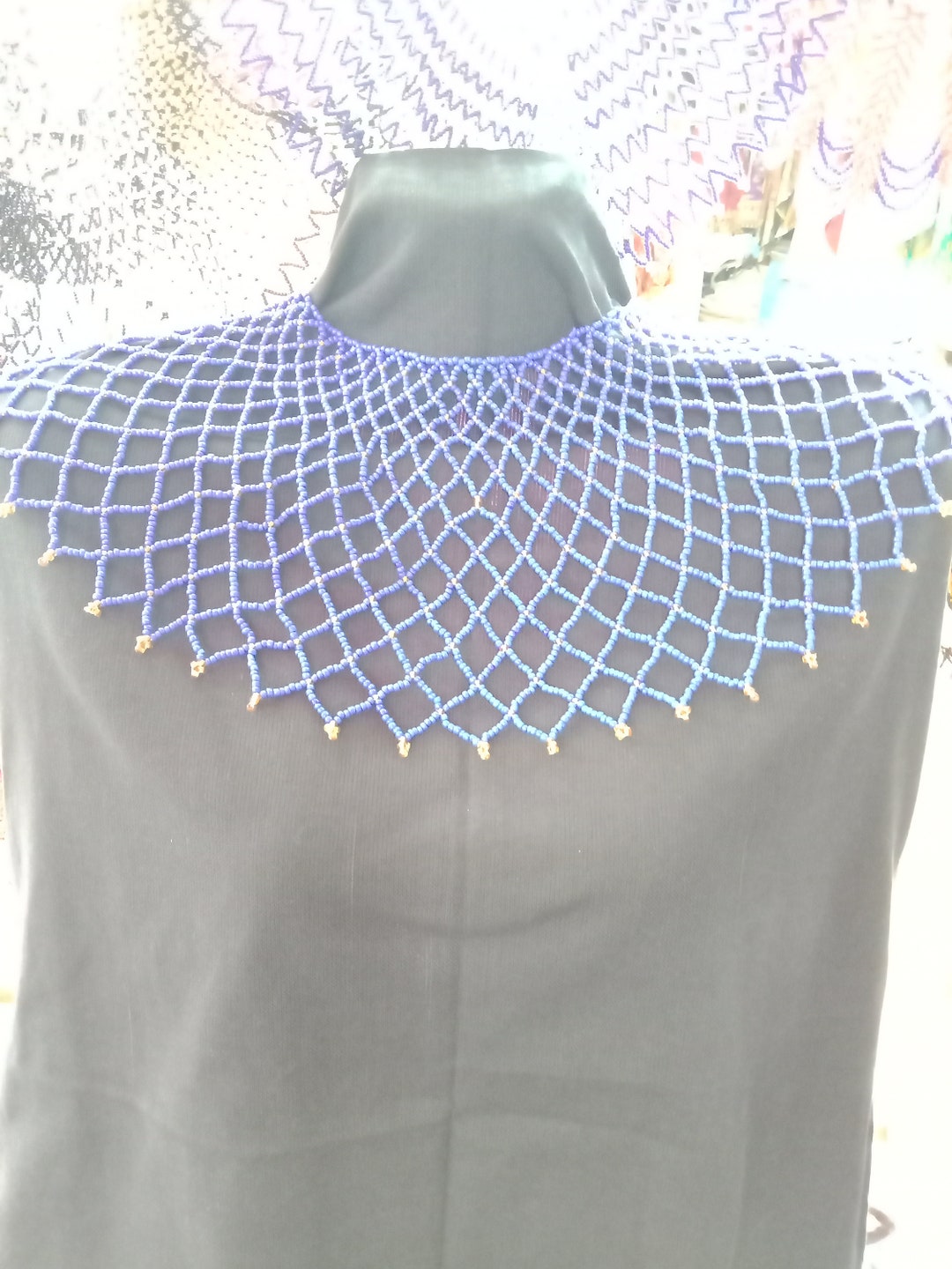 マサイ族のネックレス セール中 アフリカンブルービーズ マルチカラーネックレス