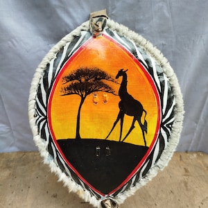 On sale Maasai Shield: Majestic Giraffe at Dawn (Hand-Woven in Africa) Tribal Handcrafted African Zulu Warrior Design gift GD23