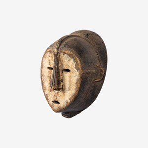 African Wooden Kumu Mask Wood Antique Vintage African Wall Hanging Ceremonial Decor Brown