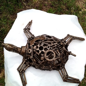 African Scrap Art Turtle | Green Art | Ocean Art Metal Turtle Table top Art Cabinet Art Lawn Art Re-Cycle Art
