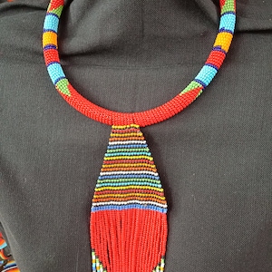 On SALE African Red Zulu Multicolored Necklace| Zulu Necklace | Stylish | Gift Her | Masai Mara