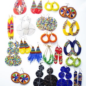 20 Pieces Beaded African Maasai | Women Earrings | Maasai mara | Dangle