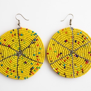 On SALE African Maasai Earrings | Beaded Earrings | Yellow Earrings