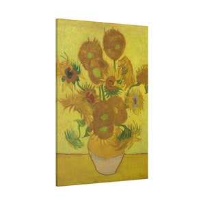 Stampa su tela, Girasoli 1889 di Vincent van Gogh, arte murale opaca, stampa artistica allungata 0,75&quot;, decorazione per la casa, tela avvolta in galleria, belle arti