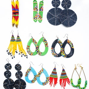 10 Pieces Beaded African Maasai | Women Earrings | Maasai mara | Dangle