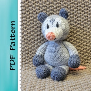 Knitted Opossum Pattern: Intermediate Knitting Project (PDF Download)