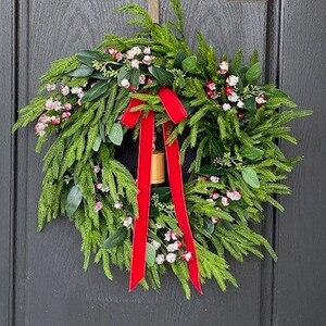 Norfolk Pine Wreath for Christmas, Norfolk Pine and Eucalyptus Wreath, Large Christmas Wreath for Front Door, Winter Wreath Door Decor, Gift
