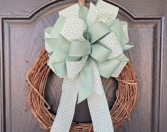 Sage Green Bow for Wreath, Spring Wreath Bow, Lantern Bow, Mailbox Swag Bow, Large Green Bow for Wreath, Summer Bow, Fall Bow, Bow for Gift