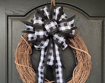 Buffalo Plaid Bow, Fall Bow, Spring Bow, Wreath Bow, Swag Bow, Gingham Bow, Lantern Bow, Buffalo Check, Farmhouse Bow, Buffalo Plaid, Bow