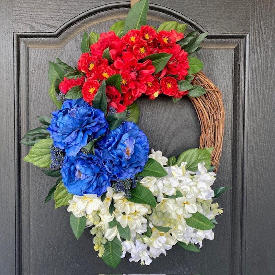 Patriotic Wreath, 4th of July Wreath, Red White and Blue Wreath ...