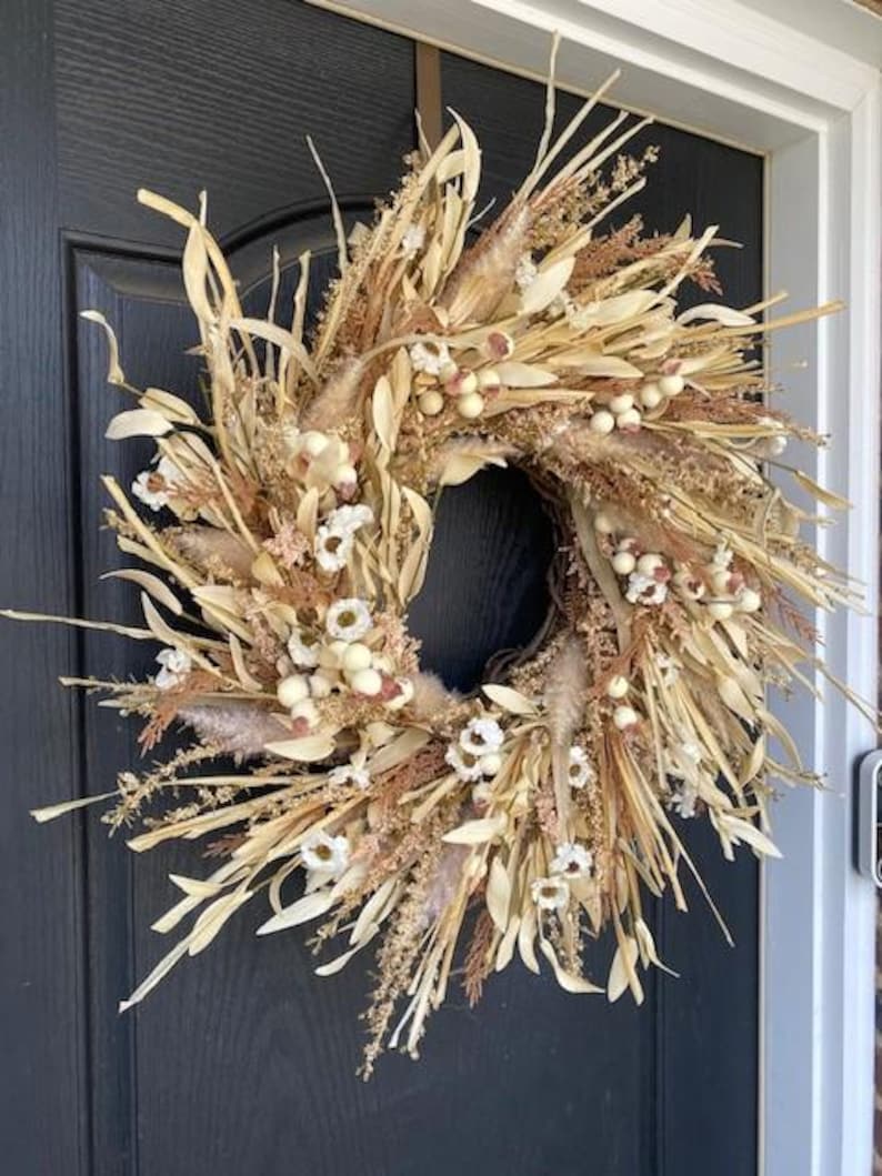 Fall Wreath for Front Door, Wildflower Wreath for Fall, Autumn Wreath ...