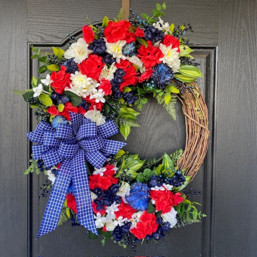 Patriotic Wreath, 4th of July Wreath, Red White and Blue Wreath ...