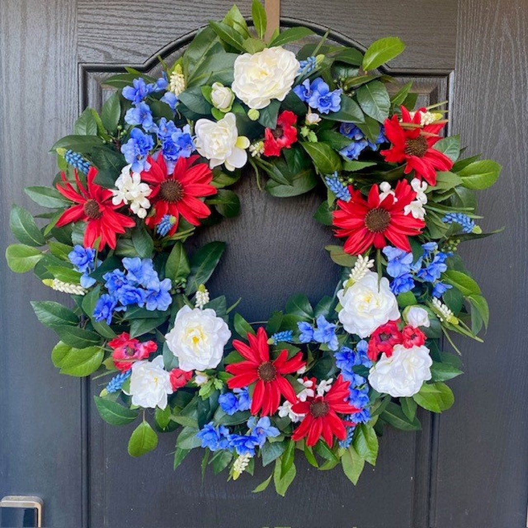 Patriotic Wreath, 4th of July Wreath, Red White and Blue Wreath ...