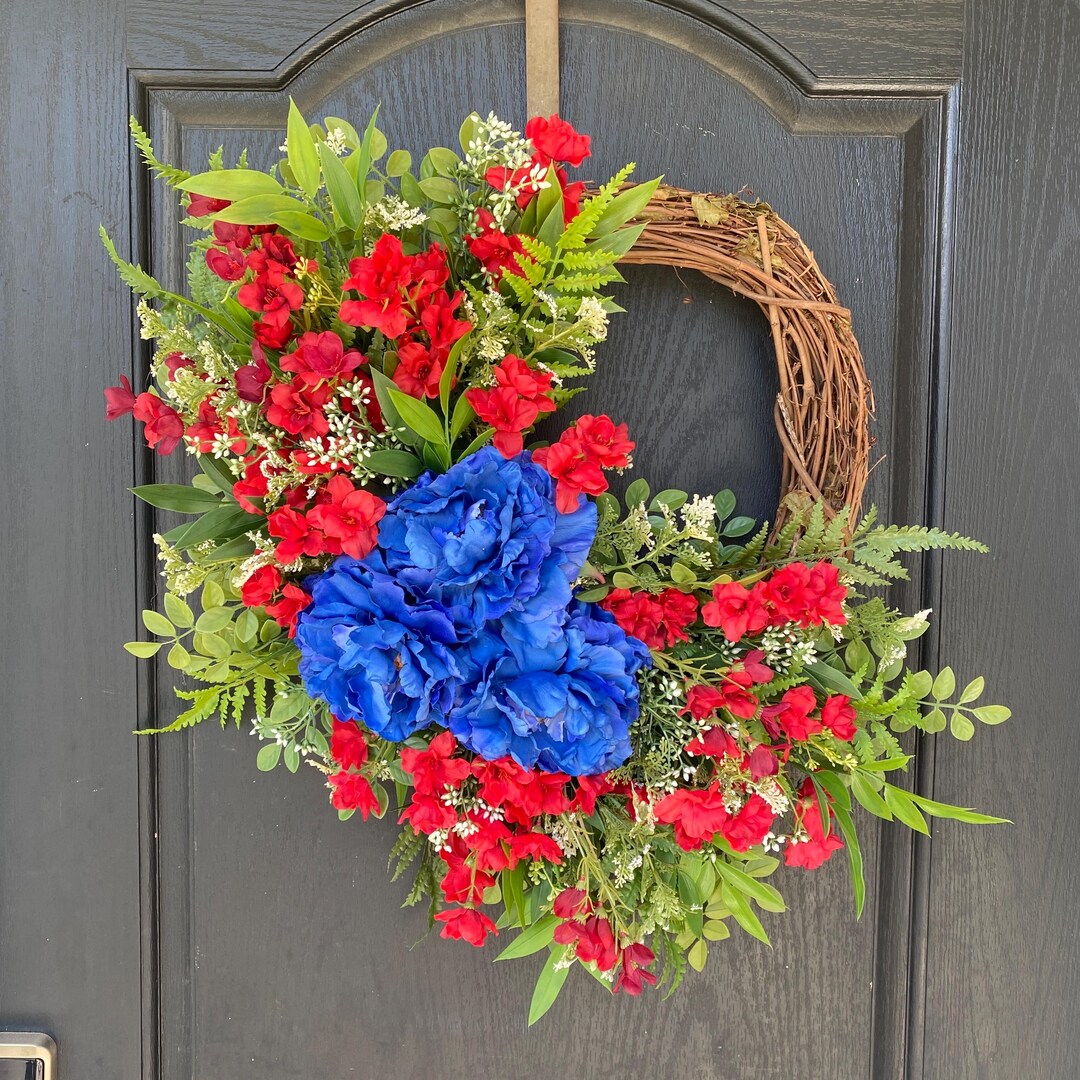Patriotic Wreath, 4th of July Wreath, Red White and Blue Wreath ...