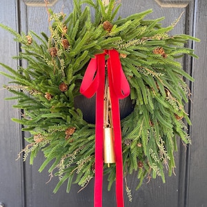 Norfolk Pine Wreath for Christmas, Real Touch Norfolk Cypress Wreath, Large Christmas Wreath for Front Door, Winter Wreath Door Decor, Gift