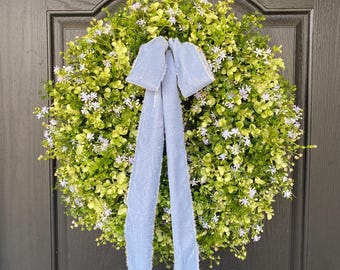 Lavender and Eucalyptus Wreath for Front Door, All Seasons Wreath for Spring and Summer, Spring Greenery Wreath, Housewarming Gift for Her