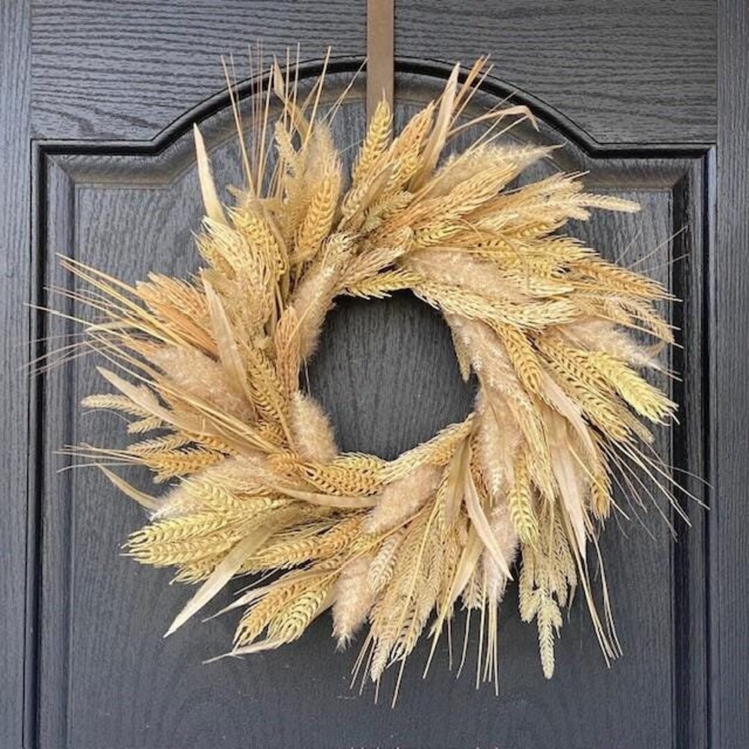 Fall Wreath for Front Door, Golden Wheat Wreath for Fall, Autumn Wreath ...