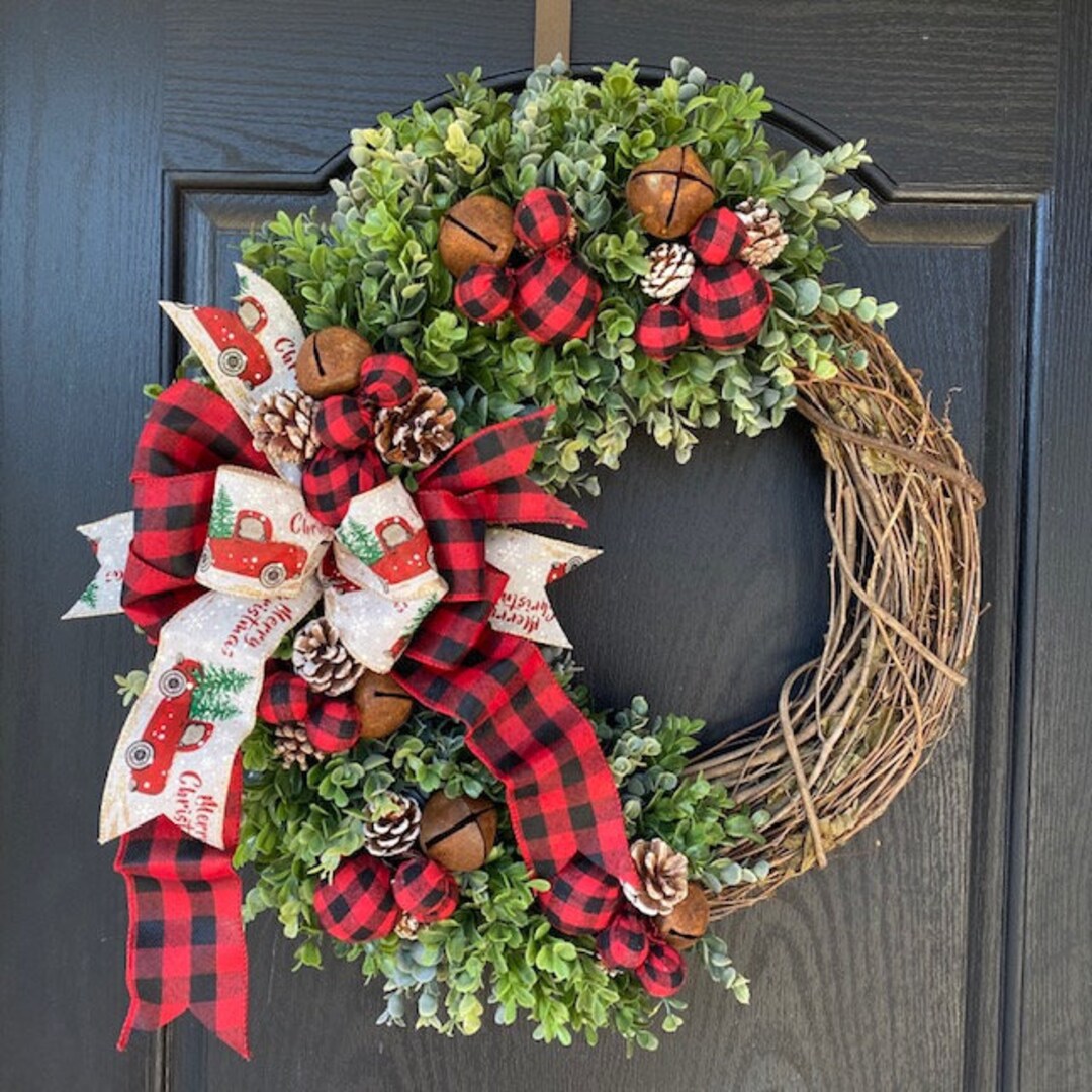 Christmas Wreath for Front Door Farmhouse Christmas Wreath - Etsy