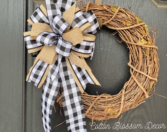 Buffalo Plaid Bow, Floral Bow, Spring Bow, Wreath Bow, Swag Bow, Gingham Bow, Lantern Bow, Buffalo Check, Farmhouse Bow, Buffalo Plaid, Bow