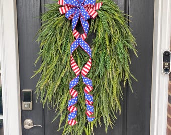 Greenery Wreath for Front Door, Cascading Wreath, Year Round Greenery Wreath for All Seasons, Fern Wreath, Green Door Décor, Gift for Her