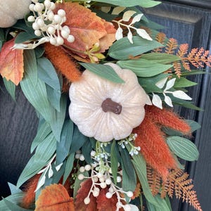 Eucalyptus Fall Wreath for Front Door, Autumn Wreath With Wheat and ...