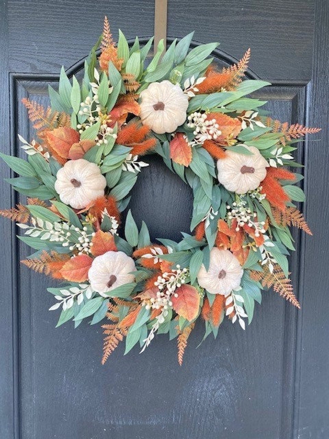 Eucalyptus Fall Wreath for Front Door, Autumn Wreath With Wheat and ...