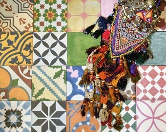 CUT TILE SAMPLES: Fhirdos Moroccan Turkish Patchwork Indoor Outdoor Wall & Floor Tiles