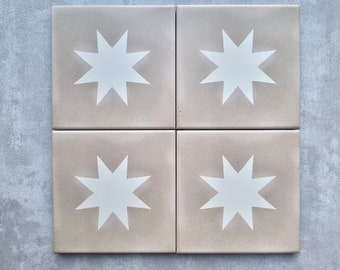 Full Tile Sample: Hammamet Star DECOR GOLD Mini 15 x 15cm Moroccan Patterned Wall & Floor Tiles