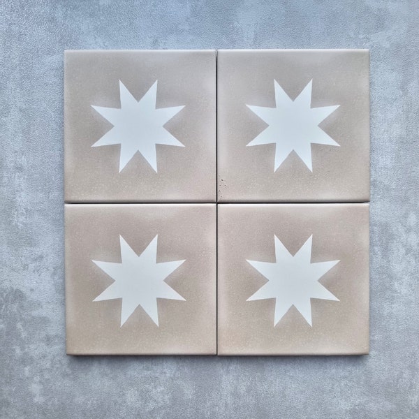 Full Tile Sample: Hammamet Star DECOR GOLD Mini 15 x 15cm Moroccan Patterned Wall & Floor Tiles