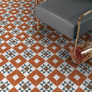 Full Tile Sample: Parsons Terracotta Victorian Patterned Wall & Floor Tiles
