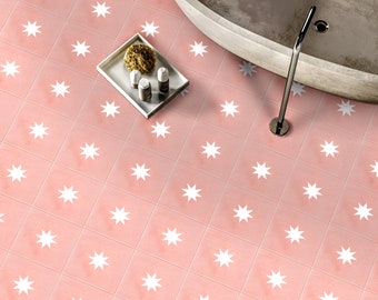 Full Tile Sample: Nova Pink Rose Decor Star Moroccan Patterned Wall & Floor Tiles 20 x 20cm