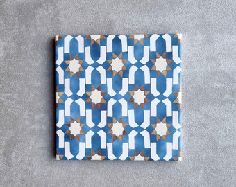 Full Tile Sample: Murrakus B Mini 15 x 15cm  Moroccan Patterned Wall & Floor Tiles