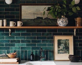 Zellige Royal Green Moroccan Wall Tiles 6.5cm X 20cm | Etsy Ireland