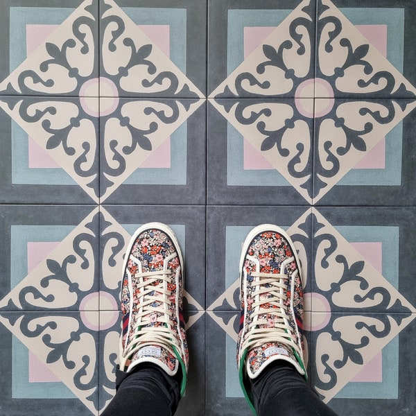 Full Tile Sample:Stockholm Anti Slip Moroccan Patterned Porcelain Wall & Floor Tiles