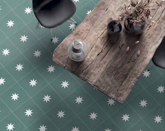 Full Tile Sample: Nova Green Star Decor Moroccan Patterned Wall & Floor Tiles 20 x 20cm